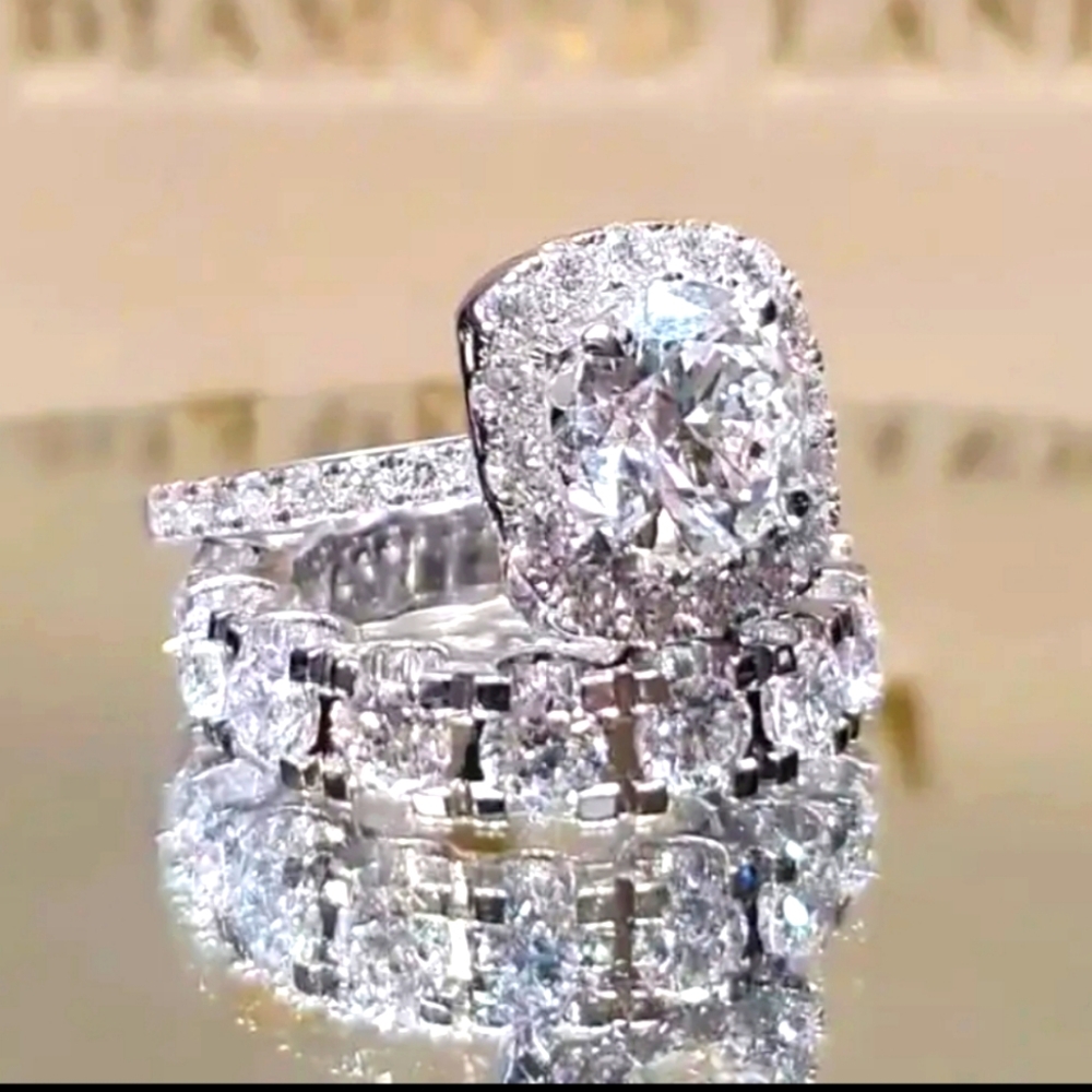 Sparkly wedding Ring Band Set Size 7 Costume Jewerly Wedding Ring Replacement